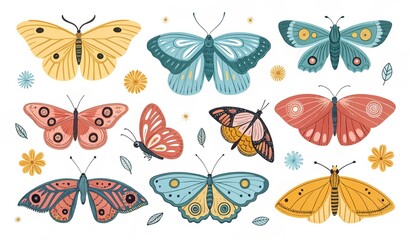 set of butterflies