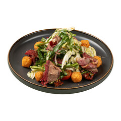 Portion of beef brisket salad with cheese