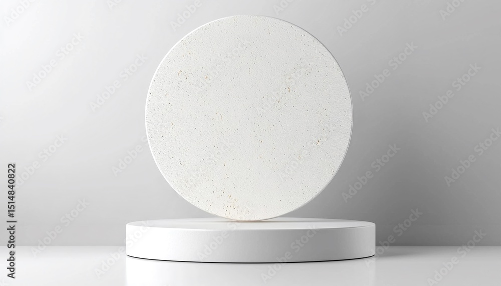 Poster minimal white circular platform with speckled texture