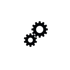 Fototapeta premium silhouette of two interlocked gears on white background