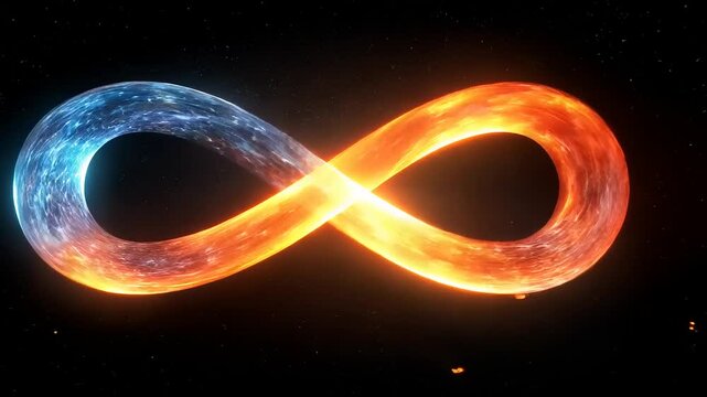 Energetic Infinity Symbol Animation: Fire and Ice Energy Perpetual Motion Loop