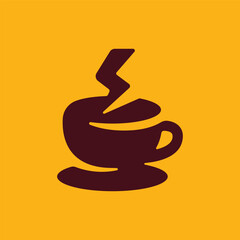 Coffee Mug and Thunder Bolt Logo Concept