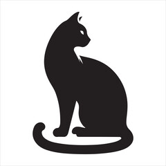 Realistic Cat Silhouette - The Charm of Everyday Feline Life  , black colour vactor 