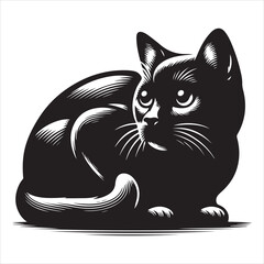 Obraz premium Realistic Cat Silhouette - The Charm of Everyday Feline Life , black colour vactor 