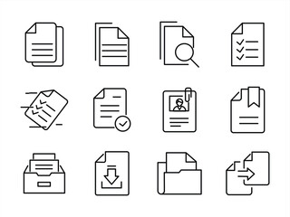 web icon set in line style. Document linear icon collection. Editable stroke. vector illustration