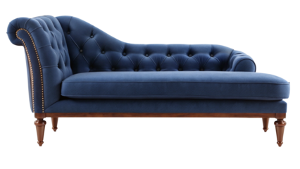 Dark blue warm and inviting sofa in a Scandinavian style interior