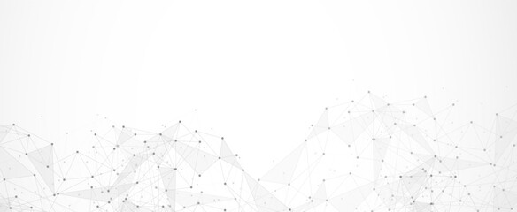 Geometric connected background. Connecting dots and lines. Global network connection. Banner template for technology.