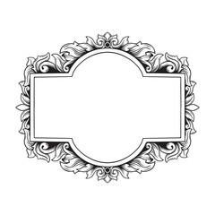 Illustration of floral frame with place for your text in black and white
