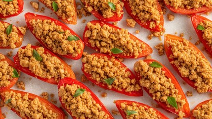 Colorful Stuffed Peppers with Savory Filling and Fresh Herbs for a Delicious Appetizer Platter