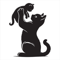 Realistic Cat Silhouette - The Charm of Everyday Feline Life  , black colour vactor 