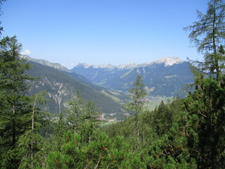 mountain landscape with lake and mountains