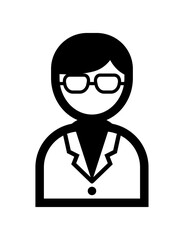 白衣を着た人のシンプルなモノクロイラストアイコン