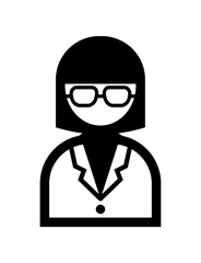 白衣を着た人のシンプルなモノクロイラストアイコン