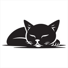 Fototapeta premium Realistic Cat Silhouette - The Charm of Everyday Feline Life , black colour vactor 
