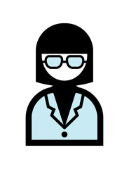 白衣を着た人のシンプルなカラーイラストアイコン