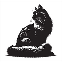 Obraz premium Realistic Cat Silhouette - The Charm of Everyday Feline Life , black colour vactor 