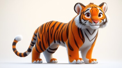 Cartoon tiger, adorable and playful