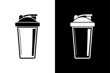 Flat Protein Shaker Bottle Silhouette Perfect for Workout App Icons.