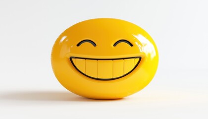 Fototapeta premium Realistic Yellow Glossy Emojis: Expressing Various Emotions From Happy Smile To Tears And Laughter. Pack Of 14 Smiley Faces.