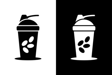 Gym Shaker Bottle Silhouette Clean Vector Icon for Health and Fitness.