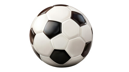 Fototapeta premium Classic Black and White Soccer Ball Ready for Play an Iconic Symbol of Football Sportsmanship and Global Athletic Competition.