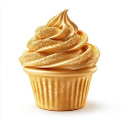 Creative close-up of a delicious vanilla cupcake with swirled frosting topped with sprinkles, captured in high detail with a white background, ideal for desserts