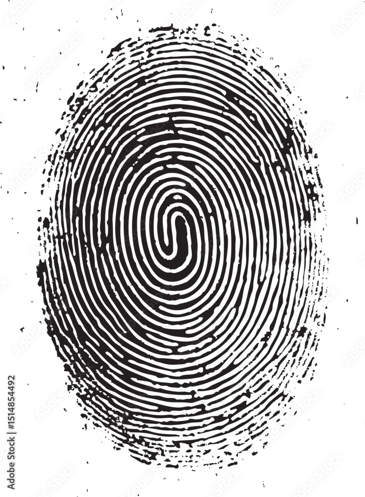 Poster fingerprint recognition vector graphic. digital identity symbol. detailed biometric fingerprint in a