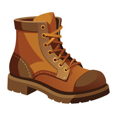 Detailed Illustration of a Brown Leather Hiking Boot © VectorMSbd 