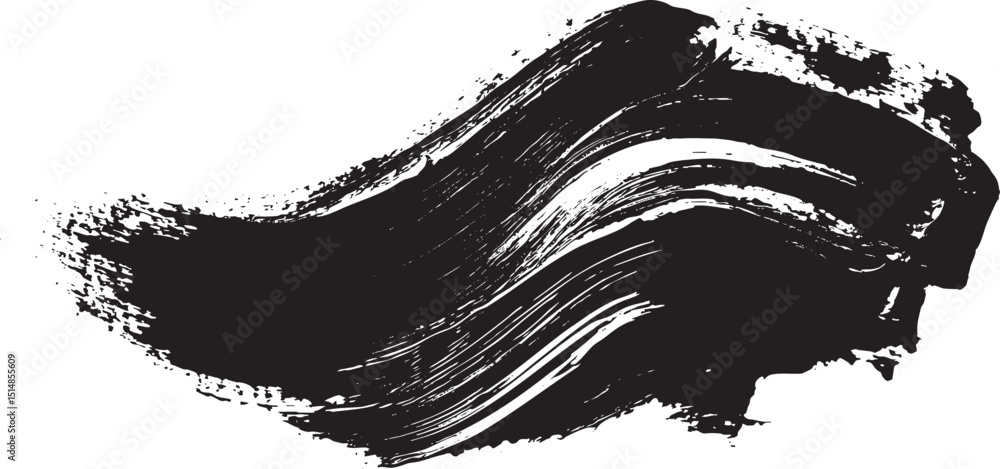 Poster black paint brush stroke texture design. ink vector brush isolated background style. grunge brush ar