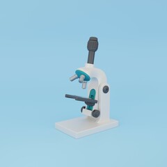3d icon of microscope for research. Vaccine or drug development, hospital apparatus. 3d rendering.
