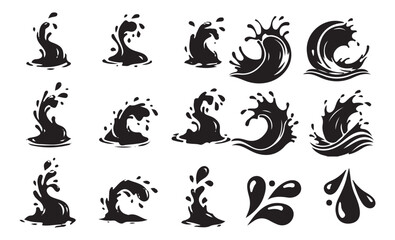 Splash icon vector collection set. Liquid droplet, splash, raindrop design element. Vector illustration eps 10