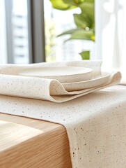 Ceramic Plate Mockup on Textured Linen Table Setting
