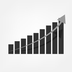 Fototapeta premium Growth of bar business graph stock market with up arrow and shadow