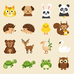 Obraz premium set of cartoon animals
