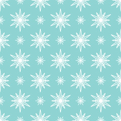 Snowflakes seamless pattern, hand drawn vector line illustration. Graphic outline doodle drawing. Christmas and New Year background for winter designs, gift wrapping, packaging, textile, wallpaper.