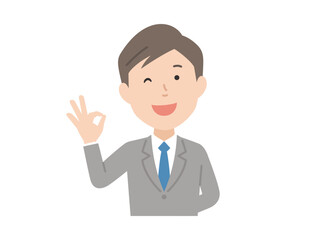 OKサイン,スーツ男性