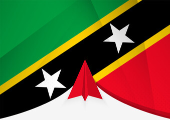 Saint Kitts and Nevis Flag with Abstract Paper Airplane Design, National Flag in a geometric folded paper style.