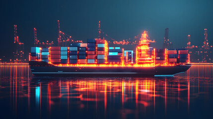 Obraz premium international ecommerce shipping network with glowing lines