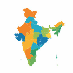 India Map Colorful States