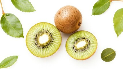 Fototapeta premium Hardy Kiwi Fruit - Whole & Halved - Farm Market Illustration