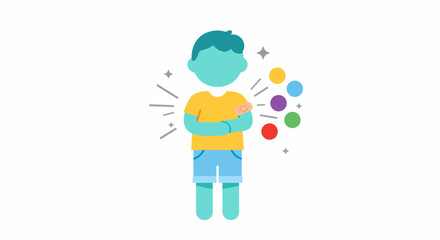 Vaccination Success Boy With Colorful Post-vaccine Glow