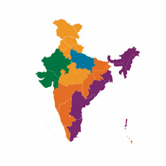 India Map Colorful State Boundaries