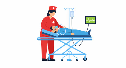 Medical Emergency Nurse Helping Patient On Stretcher