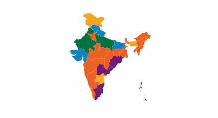 India Map Colorful States