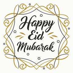 Elegant "Happy Eid Mubarak" design with gold brushstrokes and modern brush script—perfect for festive digital celebrations.