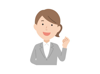 ガッツポーズ,スーツ女性