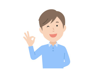 OKサイン,私服男性