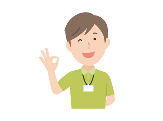 OKサイン,スタッフ男性