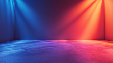 Abstract Gradient Light Background with Textured Floor background gradient floor stage studio lighting spotlights blue light red light orange light purple light colorful vibrant dramatic empty room