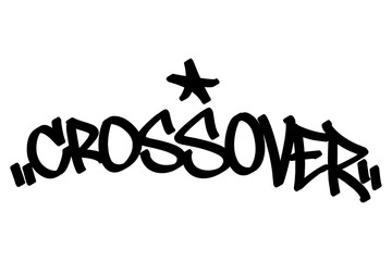 Graffiti tag “Crossover” in bold black lettering on transparent background. Dynamic urban street style, perfect for basketball moves and creative sports designs.